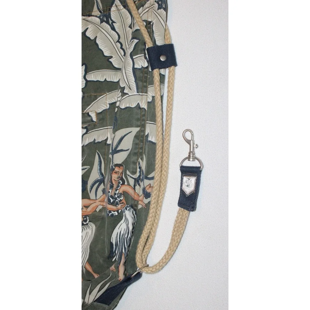 Tommy Bahama drawstring sling bucket backpack green Hawaiian hula girls tropical